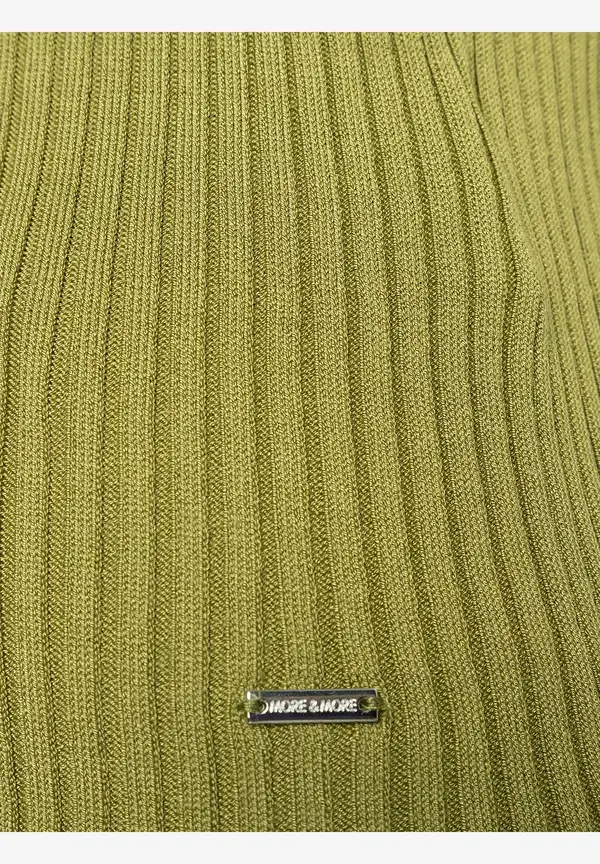 More & More Rippstrick-Pullover, Kurzarm, soft moss green Top Angebot