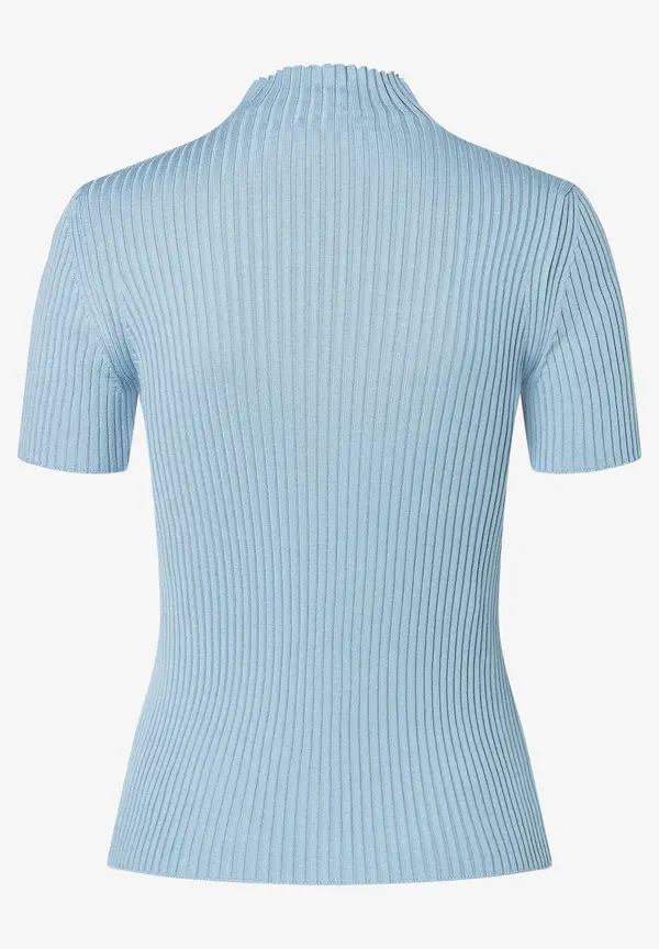 More & More Rippstrick-Pullover, Kurzarm, hellblau Online Outlet