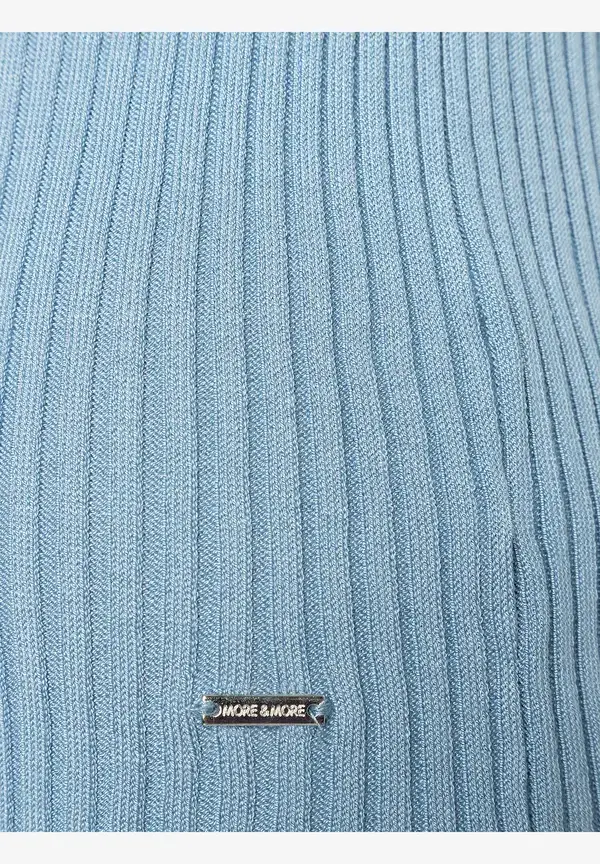 More & More Rippstrick-Pullover, Kurzarm, hellblau Online Outlet