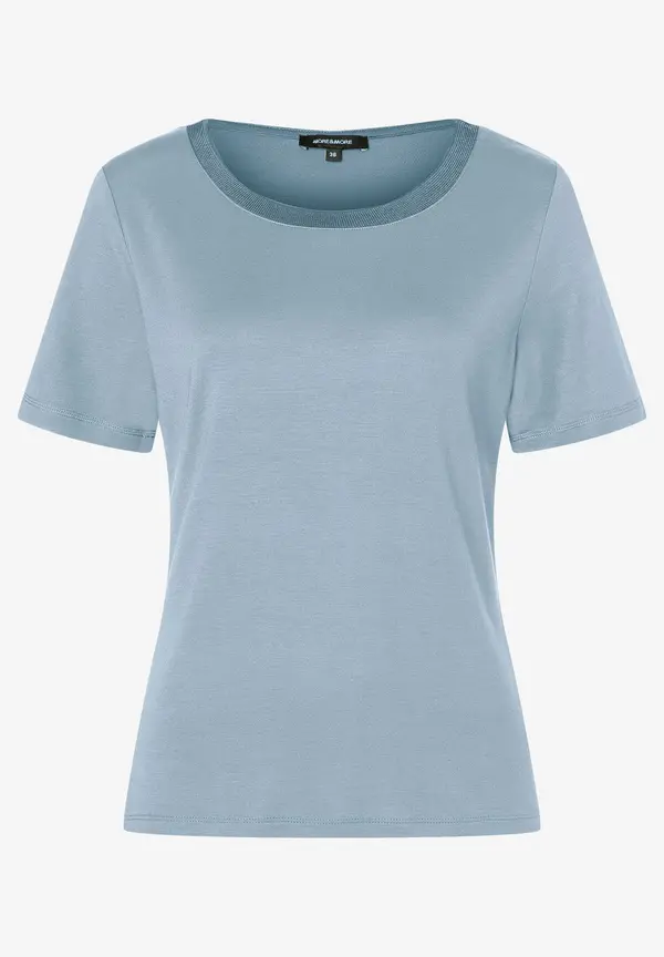 More & More T-Shirt mit Zierkante, hellblau Zeitlich begrenztes Angebot