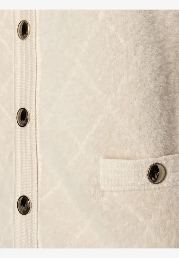 More & More Fell-Strickjacke, powder creme Große Rabatte