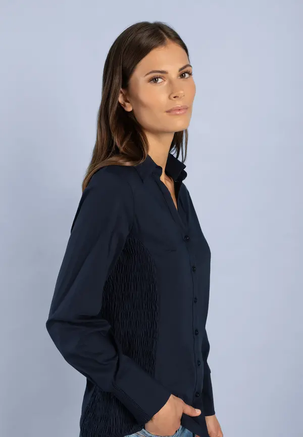 More & More Hemdbluse mit Smok-Einsatz, marine Sonderangebote