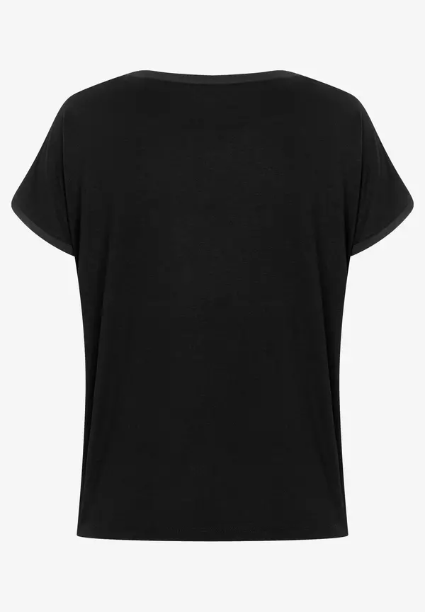 More & More T-Shirt mit Chiffonkante, schwarz, Frühjahrs-Kollektion Letzte 2 Tage