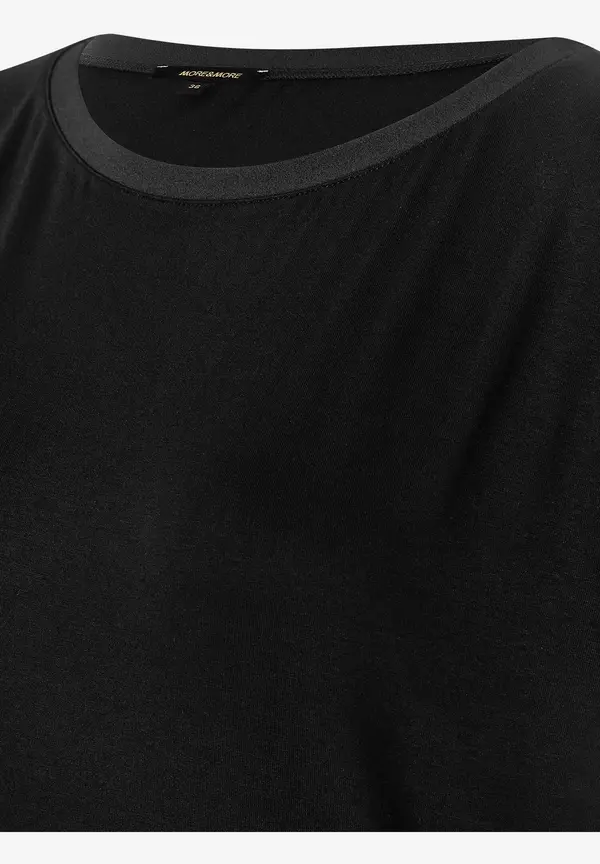 More & More T-Shirt mit Chiffonkante, schwarz, Frühjahrs-Kollektion Letzte 2 Tage