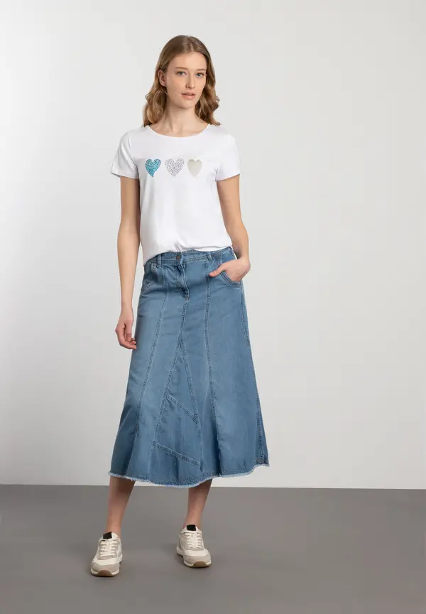 More & More T-Shirt mit Herz-Print, weiß, Frühjahrs-Kollektion Nur für heute
