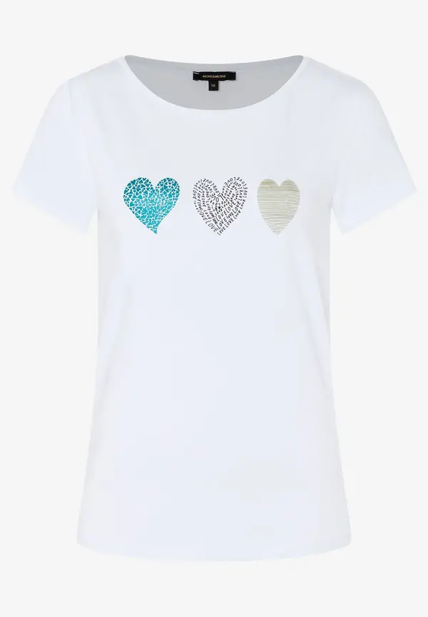 More & More T-Shirt mit Herz-Print, weiß, Frühjahrs-Kollektion Nur für heute