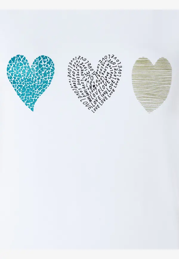More & More T-Shirt mit Herz-Print, weiß, Frühjahrs-Kollektion Nur für heute
