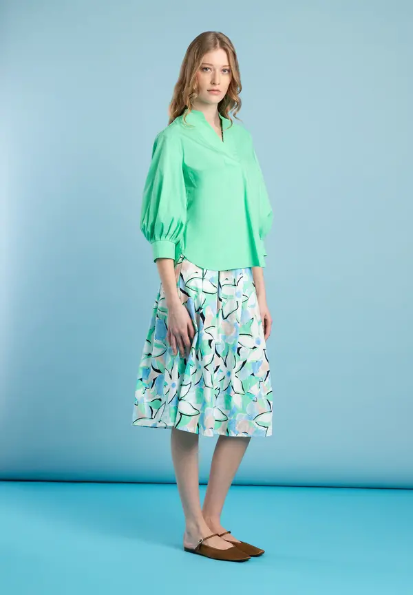 More & More Baumwoll/Stretch Bluse, march green, Frühjahrs-Kollektion Im Verkauf