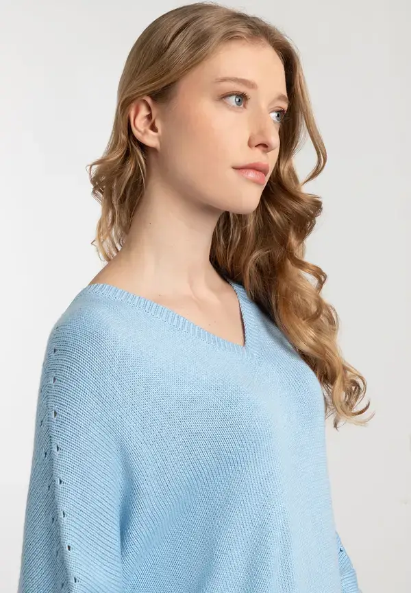 More & More Pullover mit V-Ausschnitt, light skyblue, Frühjahrs-Kollektion Schlussverkauf