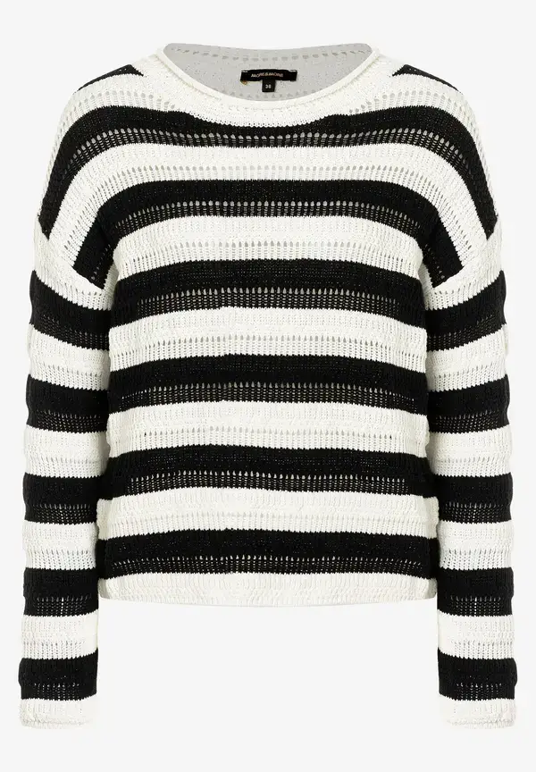 More & More Pullover, schwarz/weiß gestreift, Frühjahrs-Kollektion Fabrik Onlineshop