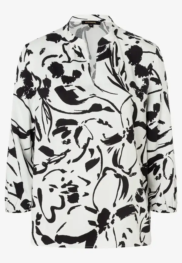 More & More Printbluse, schwarz/ecru, Frühjahrs-Kollektion Fabrikpreis