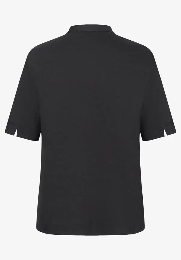 More & More Baumwoll/Stretch Bluse mit Stehkragen, schwarz, Sommer-Kollektion Rabatt