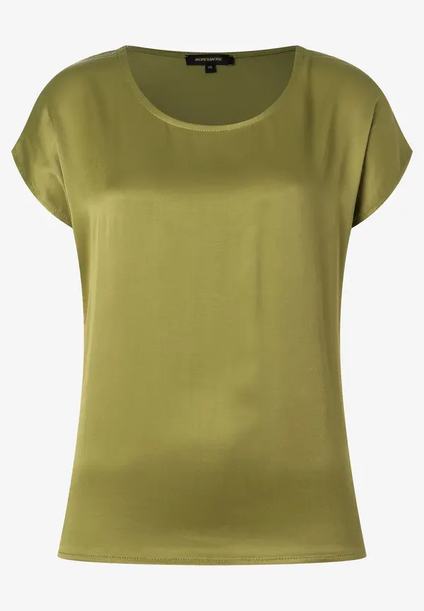 More & More Shirt mit Satinfront, soft moss green Weihnachtsangebot