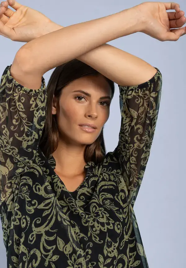 More & More Meshshirt, Paisleyprint, marine/grün Neueste Mode