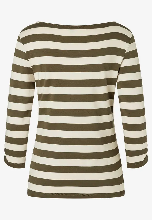 More & More Streifenshirt, oliv/ecru Online Outlet