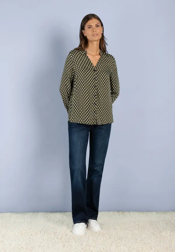 More & More Printbluse, grün/ecru/marine Wochenangebot