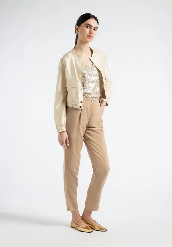 More & More Paillettentop, sand, Sommer-Kollektion Sonderangebot der Fabrik