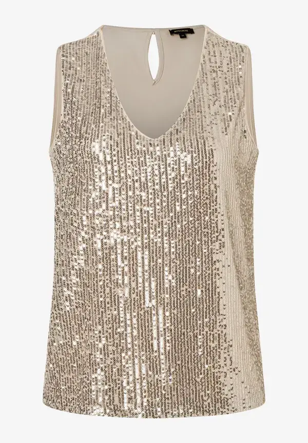 More & More Paillettentop, sand, Sommer-Kollektion Sonderangebot der Fabrik
