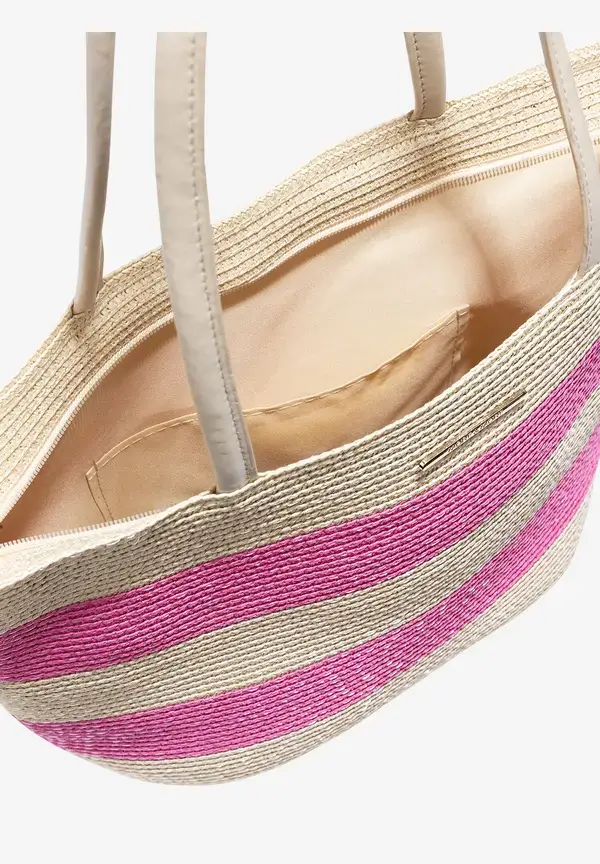 More & More Strohtasche, pink/sand, Sommer-Kollektion Outlet