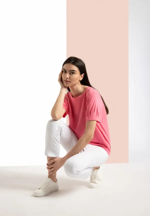 More & More Shirt mit Faltendetail, sorbet pink, Sommer-Kollektion Angebote