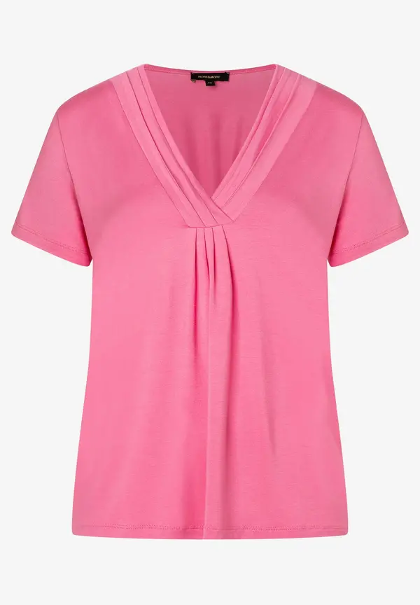 More & More T-Shirt mit V-Ausschnitt, sorbet pink, Sommer-Kollektion Schlussverkauf