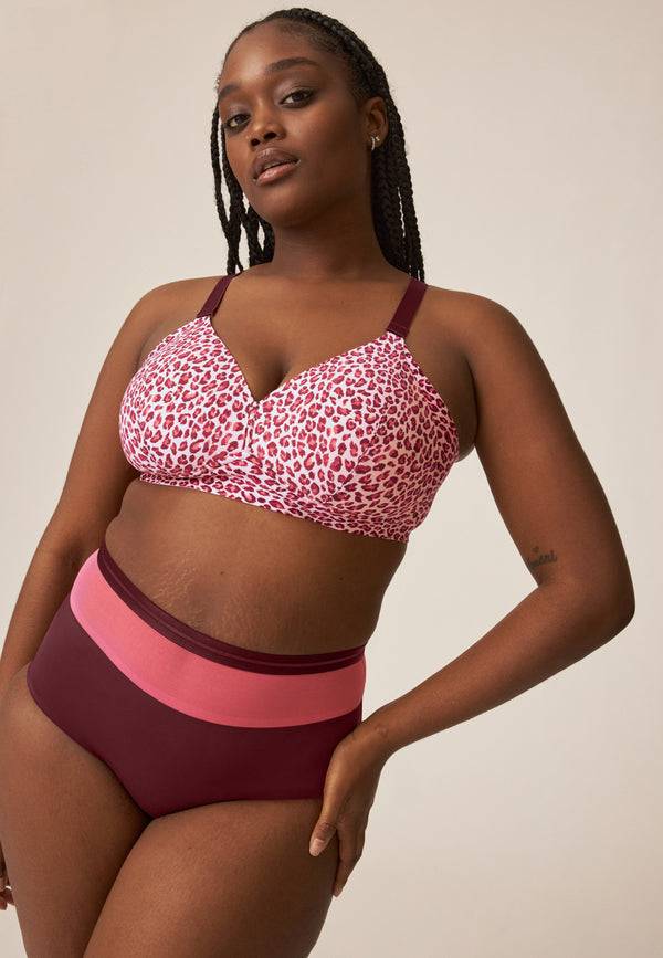 Naturana Soft-BH mit Side Smoother Effekt - Leo Print Red VIP-Rabatte