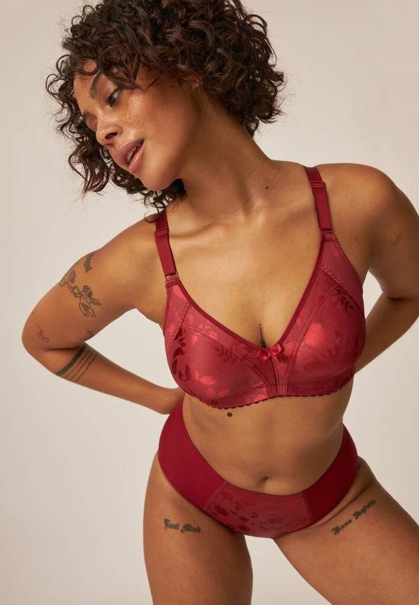 Naturana Minimizer Soft-BH in Blumenmuster - Deep Claret Super Sparpreis