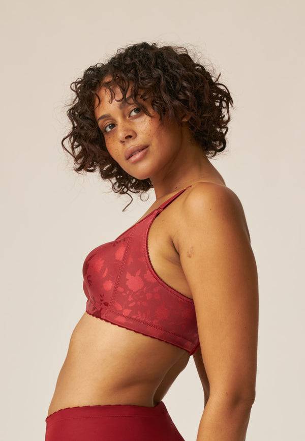 Naturana Minimizer Soft-BH in Blumenmuster - Deep Claret Super Sparpreis