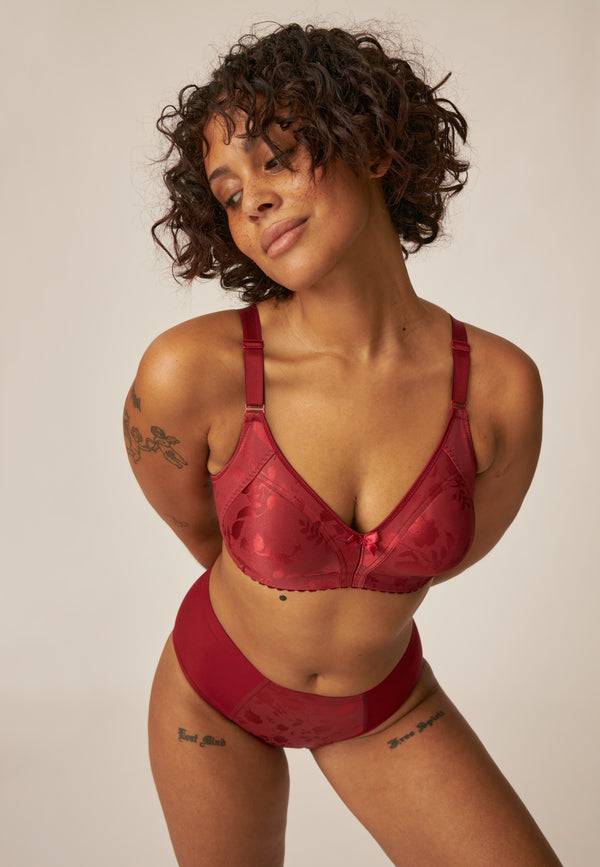 Naturana Minimizer Soft-BH in Blumenmuster - Deep Claret Super Sparpreis