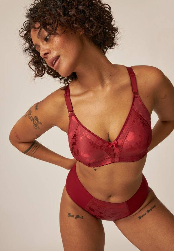 Naturana Minimizer Slip im Blumenmuster - Deep Claret 50% Rabatt mit kostenlosem Versand