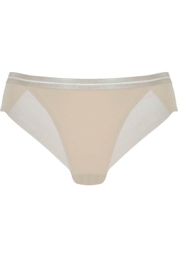 Naturana Clean Cut Slip mit Mesh-Details - Light Beige im Angebot