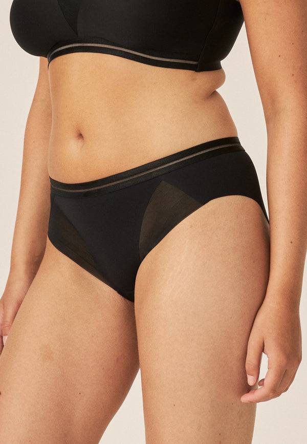 Naturana Clean Cut Slip mit Mesh-Details - Schwarz Schlussverkauf
