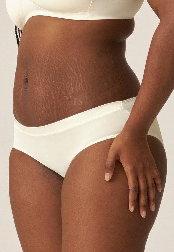 Naturana Softer Slip mit Glanzband - Ecru Fabrikverkauf