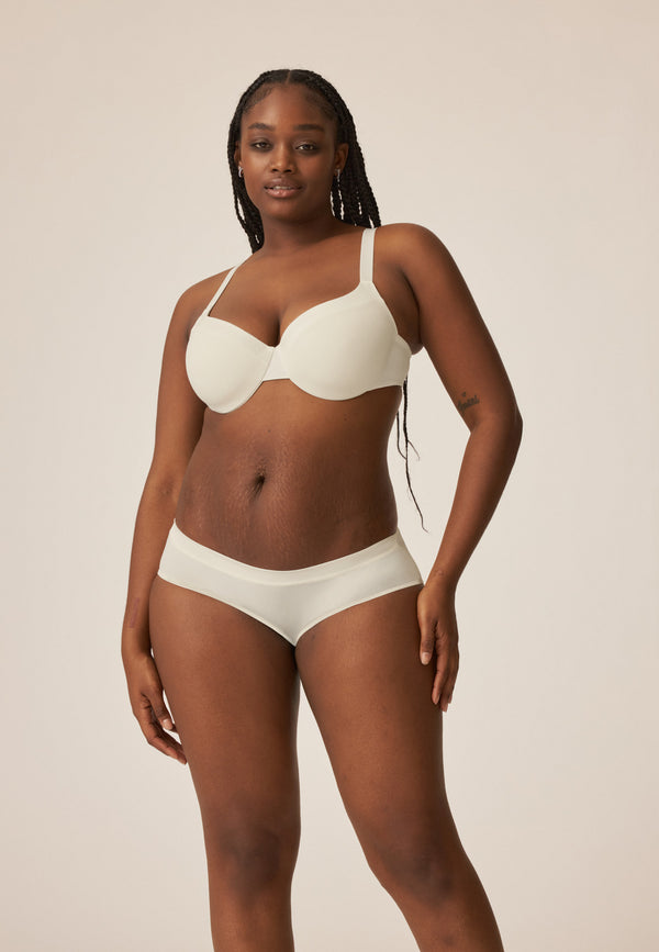 Naturana Softer Slip mit Glanzband - Ecru Fabrikverkauf