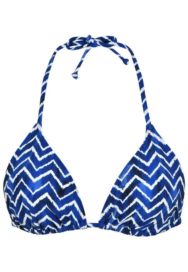 Naturana Bikini-Oberteil The Zig-Zag mit Schale - Blau-Ecru Fabrik Onlineshop