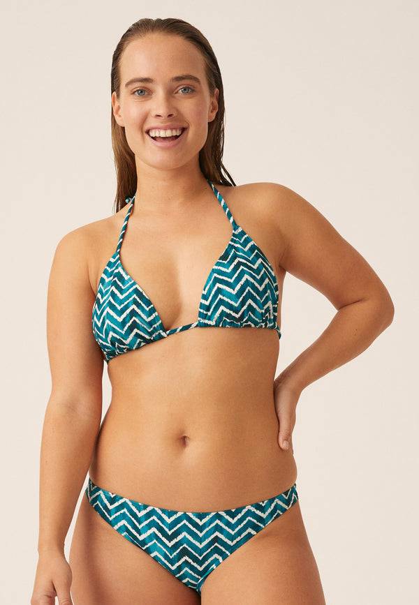 Naturana Bikini-Oberteil The Zig-Zag mit Schale - Smaragd-Ecru Sonderangebot