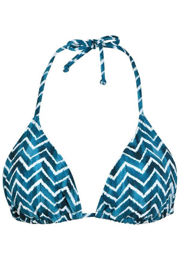 Naturana Bikini-Oberteil The Zig-Zag mit Schale - Smaragd-Ecru Sonderangebot