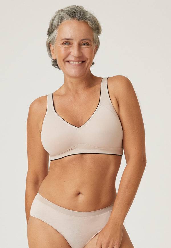Naturana Natürlicher Baumwoll-Soft-BH - Light Beige/Schwarz Riesige Ersparnisse