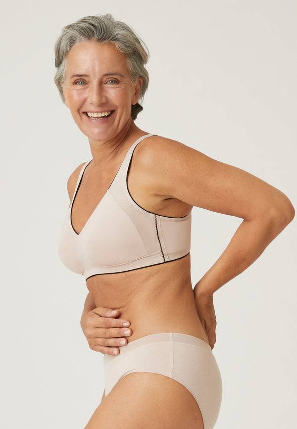 Naturana Natürlicher Baumwoll-Soft-BH - Light Beige/Schwarz Riesige Ersparnisse