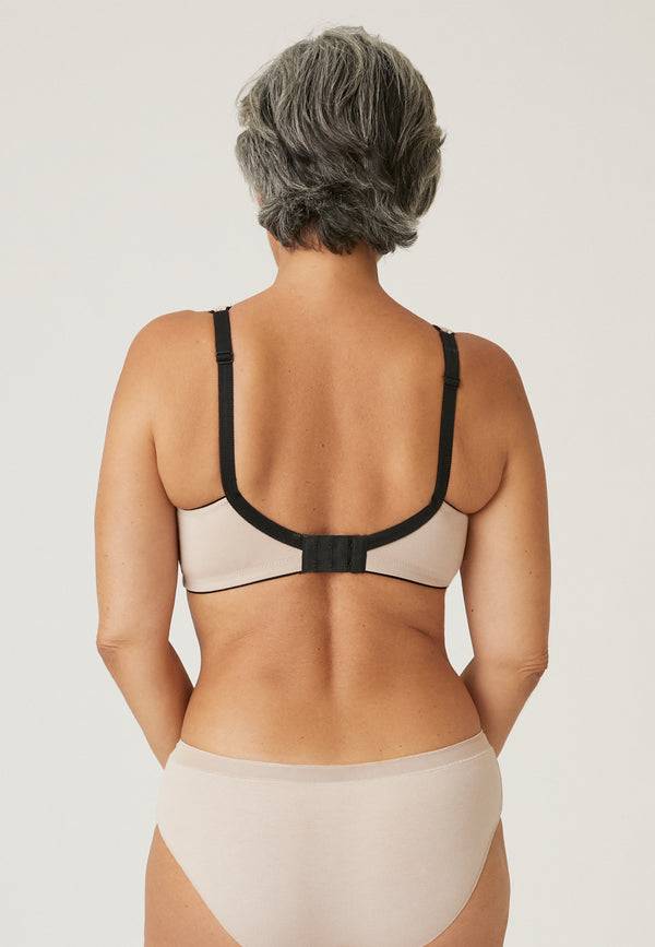 Naturana Natürlicher Baumwoll-Soft-BH - Light Beige/Schwarz Riesige Ersparnisse