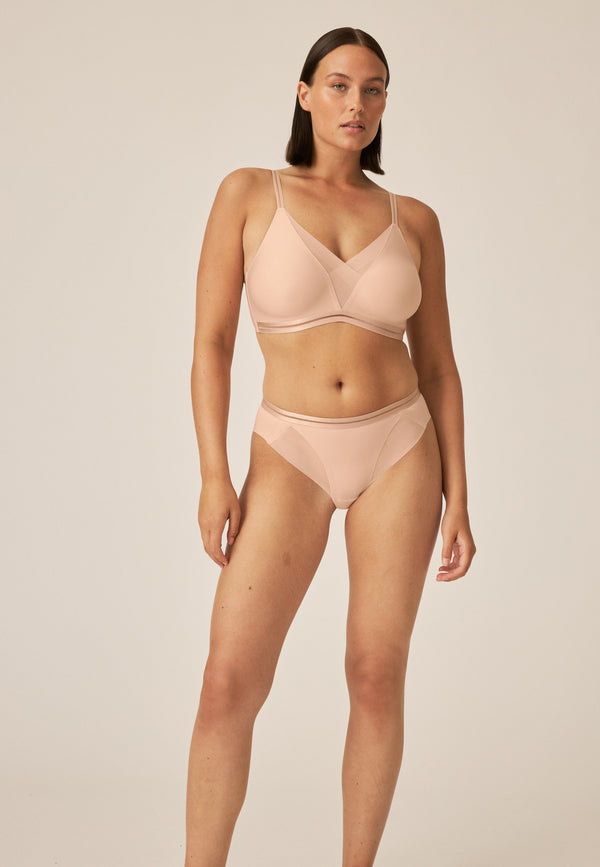 Naturana Softer Wohlfühl-BH mit Mesh-Details - Light Beige Begrenzte Freigabe