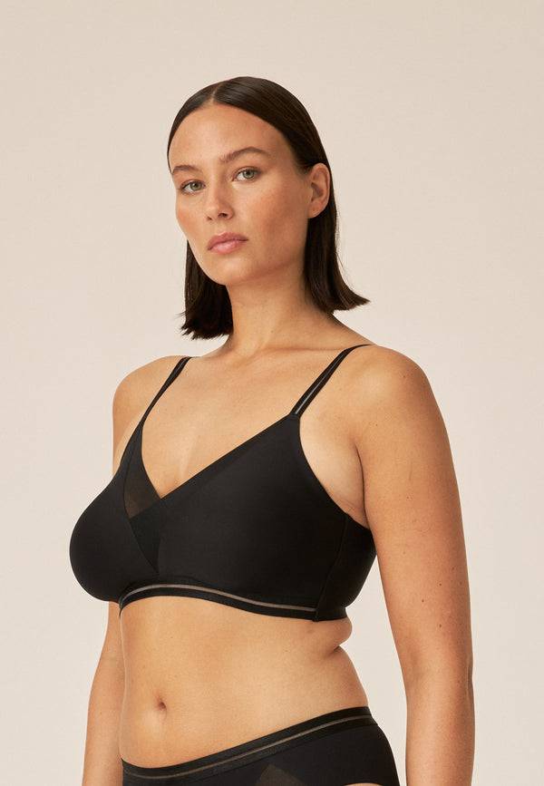 Naturana Softer Wohlfühl-BH mit Mesh-Details - Schwarz Verkauf