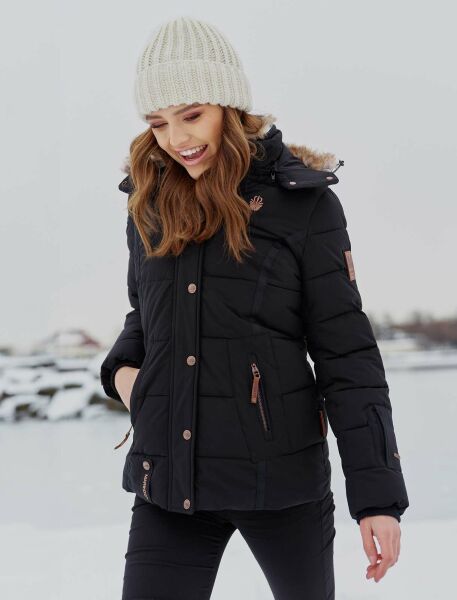 Navahoo Nekoo warm gefütterte Damen Winterjacke mit Kunstfell Valentinstagsangebot