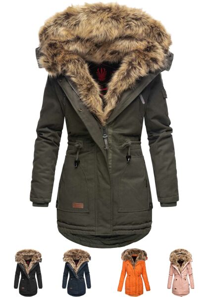 Navahoo Navahoo Daria Damen Parka Jacke mit Kunstfellkragen Kostenlose Rückgabe