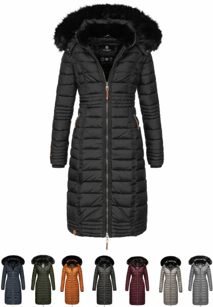 Navahoo Navahoo Umay Damen lange Winterjacke mit Fellkragen Räumungsverkauf
