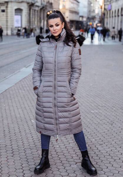Navahoo Navahoo Umay Damen lange Winterjacke mit Fellkragen Räumungsverkauf