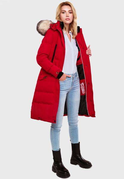 Navahoo Schneesternchen Damen lange Winter Steppjacke mit Kapuze 2025