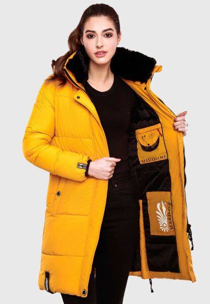 Navahoo Streliziaa Damen lange Winter Steppjacke Fellkragen Online