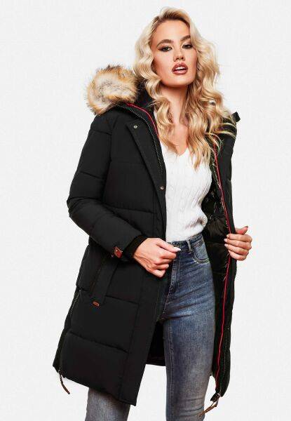 Navahoo Navahoo Halina Damen Winter Steppmantel mit Kunstfell Fabrikverkauf