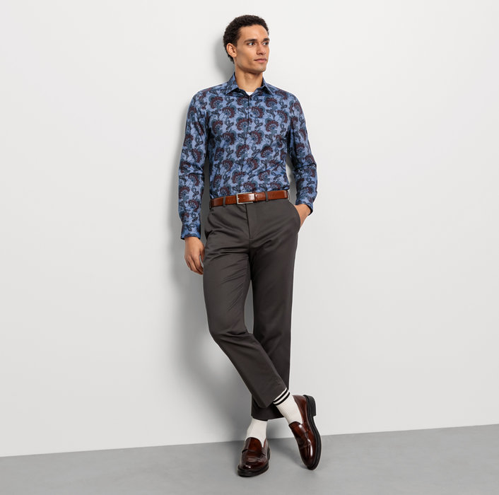 Oblymp Level FiveBusinesshemd, body fit, New York Kent, Rauchblau Valentinstagsangebot